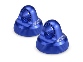 J Concepts - Fin, 12mm V2 shock cap, blue (2pc) (Fits B5M, T5M, SC5M) - Hobby Recreation Products
