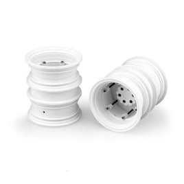 J Concepts - Krimson Dually 2.6" Dual Truck Wheels w/Adaptors, Covers, White (2pcs) - Hobby Recreation Products