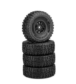 J Concepts - Landmines Tires, Gold Compound, Pre-Mounted, Black 3430 Hazard Wheel, Fits Axial SCX24 - Hobby Recreation Products