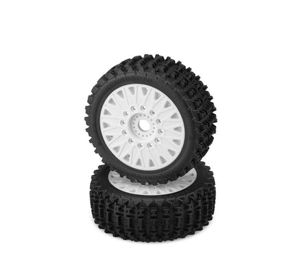 J Concepts - Magma Yellow Compound Tire, Pre-Mounted on White #3395 Wheel, fits 1/8 Buggy - Hobby Recreation Products