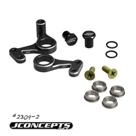 J Concepts - RC10 Aluminum Steering Bell- Crank Set, Black - Hobby Recreation Products