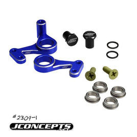 J Concepts - RC10 Aluminum Steering Bell- Crank Set, Blue - Hobby Recreation Products