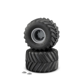 J Concepts - Renegades, Yellow Compound Tire, Pre-mounted on Silver #3414S Wheels, Fits Traxxas MAXX / LMT - Hobby Recreation Products