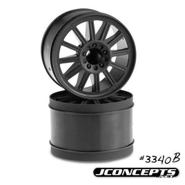 J Concepts - Rulux 2.8" 12mm Hex Wheel, Black, Stampede 4X4 F&R, Stampede/Rustler Front - Hobby Recreation Products