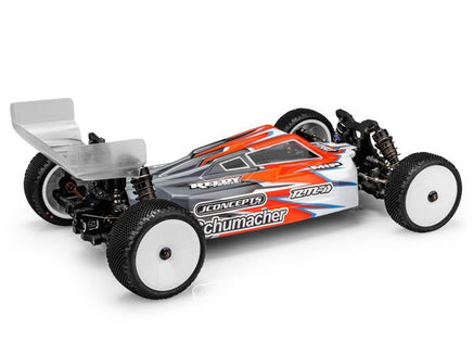 J Concepts - S2 - Scumacher Cat L1R Body with Carpet or Turf Wing - Light-Weight, Body Only, Clear - Hobby Recreation Products