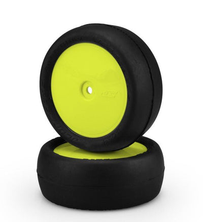 J Concepts - Smoothie 2, Silver Compound Tire, Pre-mounted on 3353Y 4wd Front Wheel, Fits 4wd Buggy Front - Hobby Recreation Products