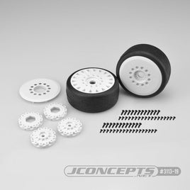 J Concepts - Speed Claw Tires, Platinum Compound, Belted, Pre-mounted, on White #3395 Wheels - Hobby Recreation Products