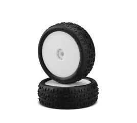 J Concepts - Swagger Tires, Pink Compound, Pre-Mounted, White Wheels, Fits Losi Mini-B Front - Hobby Recreation Products