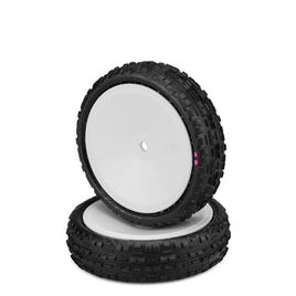 J Concepts - Swaggers 2wd Front Buggy Tires, Pink Compound, Pre-Mounted on 3376W Wheels - Hobby Recreation Products