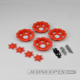 J Concepts - Tracker Wheel Discs, for Dragon Wheels, Red (4pcs) - Hobby Recreation Products