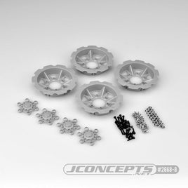 J Concepts - Tracker Wheel Discs, for Dragon Wheels, Silver (4pcs) - Hobby Recreation Products