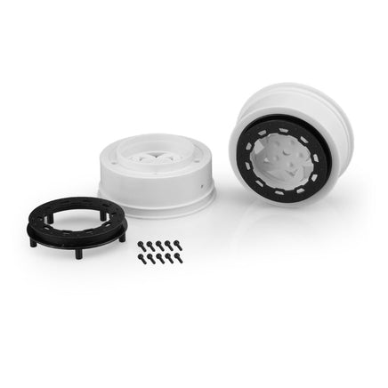 J Concepts - Tremor, Slash Narrow Front Wheel - White Wheel / Black Beadlock - 2pc. - Hobby Recreation Products