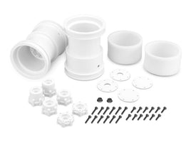 J Concepts - Tribute 2.6x3.6" Monster Truck Wheels w/ adaptors, White (1 pair) - Hobby Recreation Products