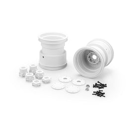 J Concepts - Tribute 73's - 3.2 x 3.6" Monster Truck Wheel w/ Adaptors (White), fits JConcepts #4037 Tire - 2pc - Hobby Recreation Products