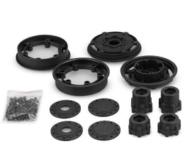 J Concepts - Tribute Transport - 2.4" Monster Truck Transport Wheel W/ Adaptors, Black, 2pc, Fits #3189-010 - Hobby Recreation Products