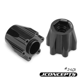 J Concepts - Tribute Wheel Aluminum 12mm Hex Adaptor-Black Anodized Aluminum, 25mm Offset, 2 pc - Hobby Recreation Products