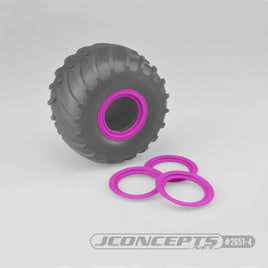 J Concepts - Tribute Wheel Mock Beadlock Rings, Glue-on-Set (4pcs) Pink - Hobby Recreation Products