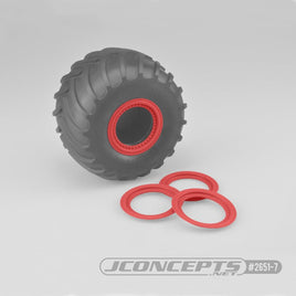 J Concepts - Tribute Wheel Mock Beadlock Rings, Glue-on-Set (4pcs) Red - Hobby Recreation Products