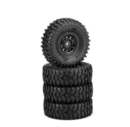 J Concepts - Tusk 1.0" TIres, Gold Compound, Pre-Mounted, Black 3430B Hazard Wheel, Fits Axial SCX24 - Hobby Recreation Products