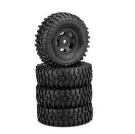 J Concepts - Tusk 1.0" Tires, Gold Compound, Pre-Mounted, Black 3431B Glide 5 Wheel, Fits Axial SCX24 - Hobby Recreation Products
