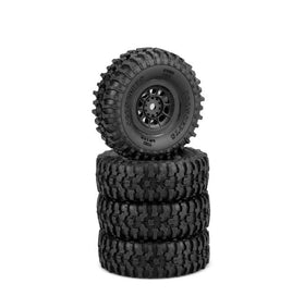 J Concepts - Tusk - Green Compound - Pre-mounted, Black #3430B Hazard Wheel, Fits SCX24 - Hobby Recreation Products