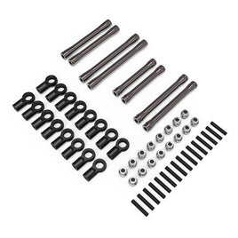 Junfac - Front & Rear Aluminum Link Set, for 267mm Wheelbase, Titanium Gray, for Tamiya CC02 - Hobby Recreation Products