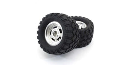 Kyosho - Glued Tire and Wheel, Satin Chrome, Mad Wagon VE, 2pcs - Hobby Recreation Products