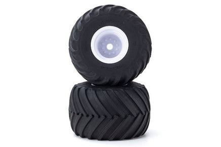 Kyosho - Monster Tire with Wheel (White/V-Shaped/2pcs) - Hobby Recreation Products