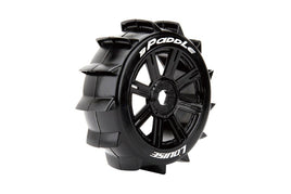 Louise R/C - B-Paddle 1/8 Off-Road Buggy Tires, 17mm Hex, Mounted on Black Spoke Rim, Soft, Front/Rear (2) - Hobby Recreation Products