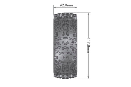 Louise R/C - B-Pioneer 1/8 Off-Road Buggy Tires, 17mm Hex, Mounted on Black Spoke Rim, Soft, Front/Rear (2) - Hobby Recreation Products