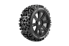 Louise R/C - B-Pioneer 1/8 Off-Road Buggy Tires, 17mm Hex, Mounted on Black Spoke Rim, Soft, Front/Rear (2) - Hobby Recreation Products