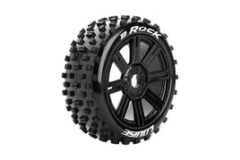 Louise R/C - B-Rock 1/8 Off-Road Buggy Tires, 17mm Hex, Mounted on Black Spoke Rim, Soft, Front/Rear (2) - Hobby Recreation Products