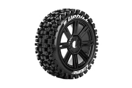 Louise R/C - B-Uphill 1/8 Off-Road Buggy Tires, 17mm Hex, Mounted on Black Spoke Rim, Soft, Front/Rear (2) - Hobby Recreation Products
