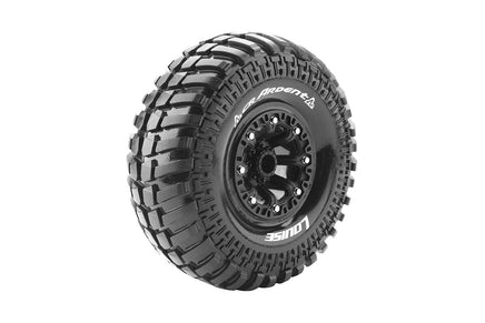 Louise R/C - CR-Ardent 1/10 2.2" Crawler Tires, 12mm Hex, Super Soft, Mounted on Black Rim, Front/Rear (2) - Hobby Recreation Products