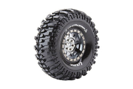 Louise R/C - CR-Champ 1/10 1.9" Crawler Tires, 12mm Hex, Super Soft, Mounted on Black Chrome Rim, Front/Rear (2) - Hobby Recreation Products