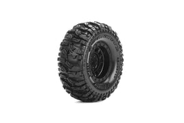 Louise R/C - CR-Mallet 1/18, 1/24 1.0" Crawler Tires, 7mm Hex, Super Soft, Mounted on Black Rim, Front/Rear (2) - Hobby Recreation Products