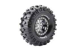 Louise R/C - CR-Rowdy 1/10 1.9" Crawler Tires, 12mm Hex, Super Soft, Mounted on Black Chrome Rim, Front/Rear (2) - Hobby Recreation Products