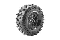 Louise R/C - CR-Rowdy 1/10 1.9" Crawler Tires, 12mm Hex, Super Soft, Mounted on Black Rim, Front/Rear (2) - Hobby Recreation Products