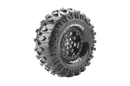Louise R/C - CR-Rowdy 1/10 1.9" Crawler Tires, 12mm Hex, Super Soft, Mounted on Black Rim, Front/Rear (2) - Hobby Recreation Products