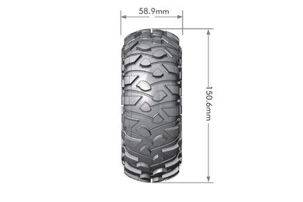 Louise R/C - CR-Rowdy 1/10 2.2" Crawler Tires, 12mm Hex, Super Soft, Mounted on Black Chrome Rim, Front/Rear (2) - Hobby Recreation Products