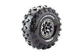 Louise R/C - CR-Rowdy 1/10 2.2" Crawler Tires, 12mm Hex, Super Soft, Mounted on Black Chrome Rim, Front/Rear (2) - Hobby Recreation Products