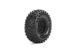 Louise R/C - CR-Uphill 1/18, 1/24 1.0" Crawler Tires, 7mm Hex, Super Soft, Mounted on Black Rim, Front/Rear (2) - Hobby Recreation Products