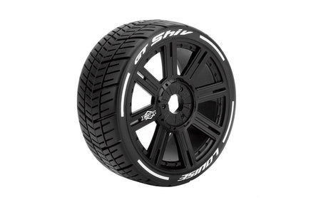Louise R/C - MFT GT-Shiv 1/8 GT Tires, 17mm Hex, Soft, Mounted on Black Spoke Rim, Front/Rear (2) - Hobby Recreation Products