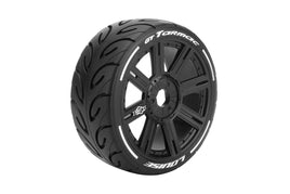 Louise R/C - MFT GT-Tarmac 1/8 GT Tires, 17mm Hex, Soft, Mounted on Black Spoke Rim, Front/Rear (2) - Hobby Recreation Products