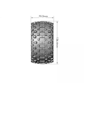 Louise R/C - MFT MT-Uphill 1/10 Monster Truck Tires, 1/2" Offset, 17mm Hex, Soft, Mounted on Black Rim (2) - Hobby Recreation Products