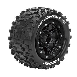 Louise R/C - MFT MT-Uphill 1/10 Monster Truck Tires, 1/2" Offset, 17mm Hex, Soft, Mounted on Black Rim (2) - Hobby Recreation Products