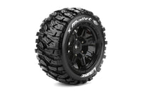 Louise R/C - MFT X-Mallet Sport Monster Truck Tires, 24mm Hex, Mounted on Black Rim (2), fits X-MAXX - Hobby Recreation Products