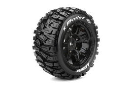 Louise R/C - MFT X-Mallet Sport Monster Truck Tires, 24mm Hex, Mounted on Black Rim (2), fits X-MAXX - Hobby Recreation Products