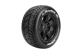 Louise R/C - MFT X-Rocket Sport Monster Truck Tires, 24mm Hex, Mounted on Black Rim (2), fits X-MAXX - Hobby Recreation Products