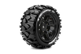 Louise R/C - MFT X-Rowdy Sport Monster Truck Tires, 24mm Hex, Mounted on Black Rim (2), fits X-MAXX - Hobby Recreation Products